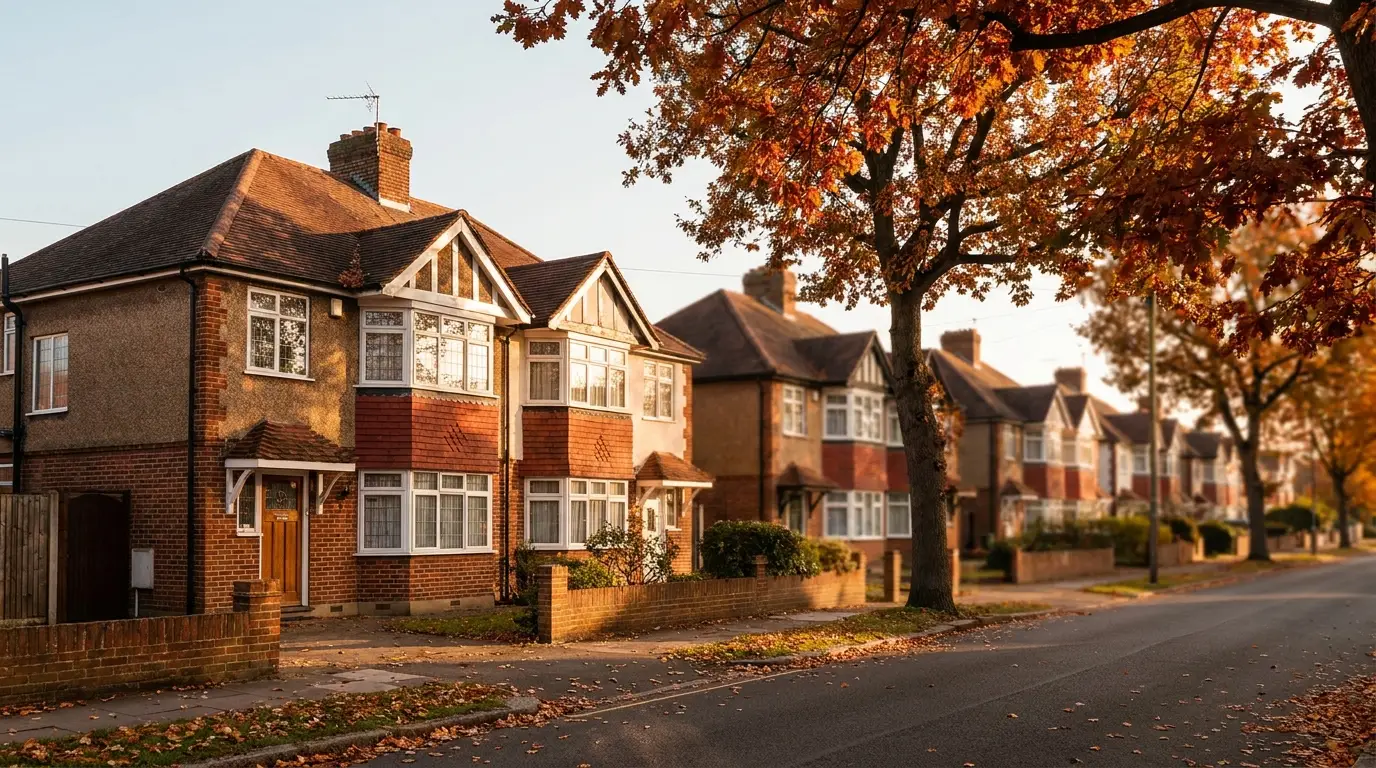 A row of UK homes under a clear sky, representing 2026 property rule changes